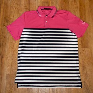 Ralph Lauren RLX Pink/Black Polo Shirt‎ Half Moon Bay Golf Links Size L